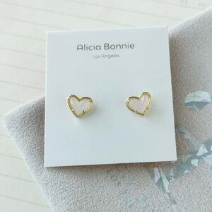 in Love Gold Rose Quartz Heart Stud Earrings - Alicia Bonnie